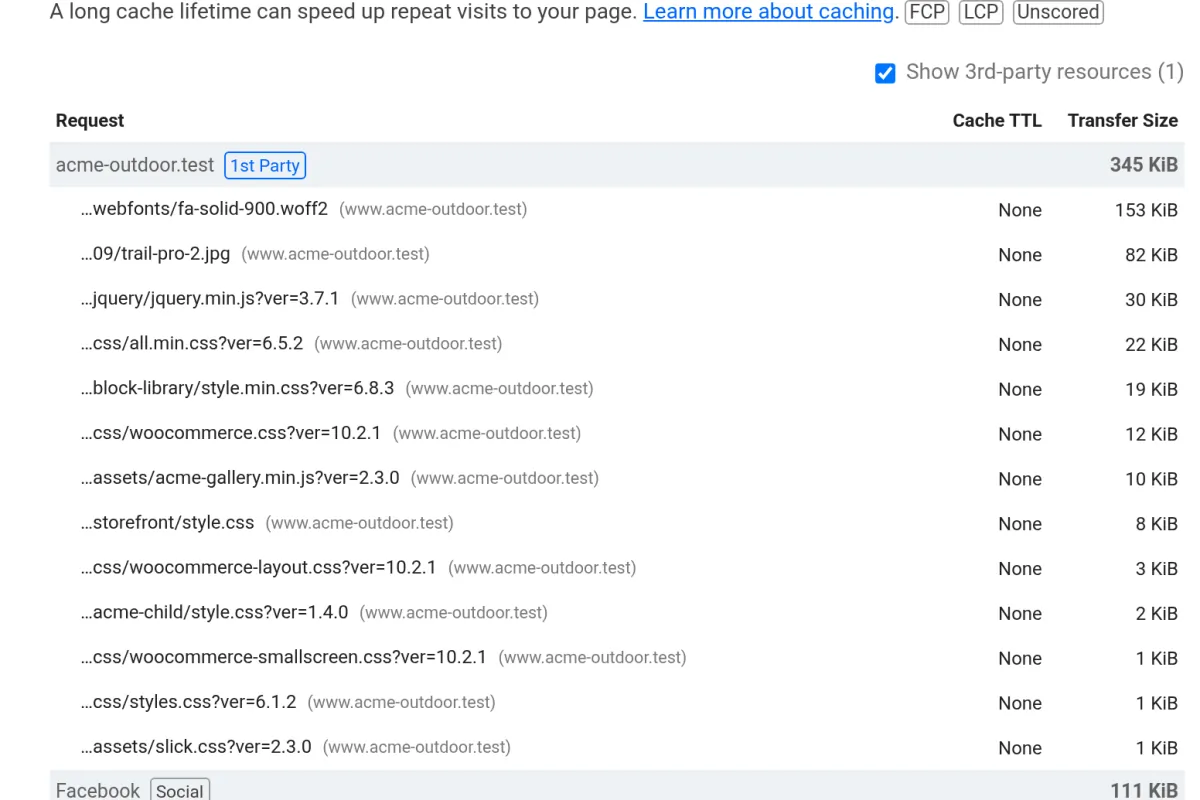 Core Web Vitals Use efficient cache lifetimes in Lighthouse: how to fix it