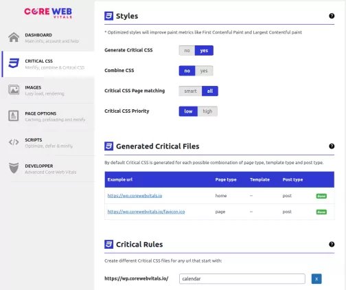 wp core web vitals screenshot