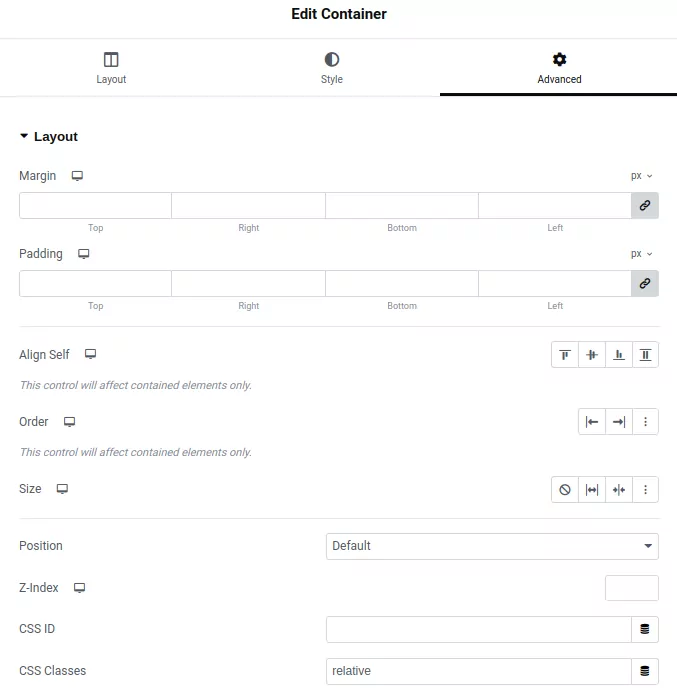 elementor hero container classname