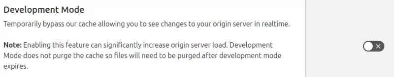 cloudflare settings developerment mode