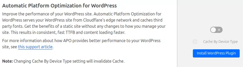 cloudflare settings apo