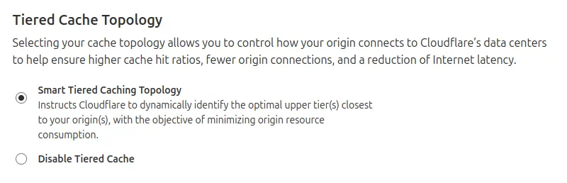 cloudflare settings tiered cache