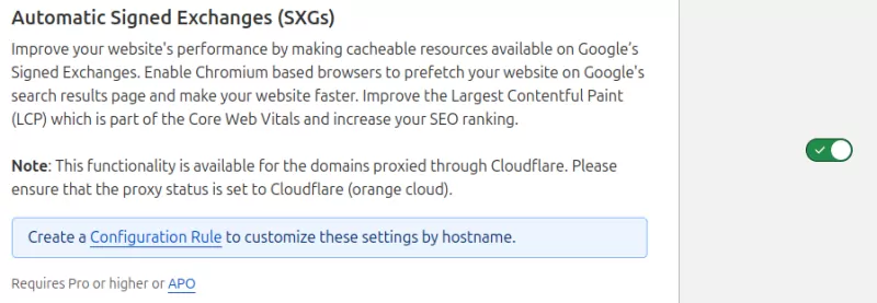 cloudflare settings sxgs