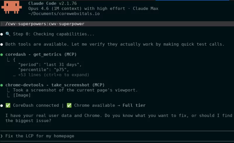 claude mcp coredash homepage fix