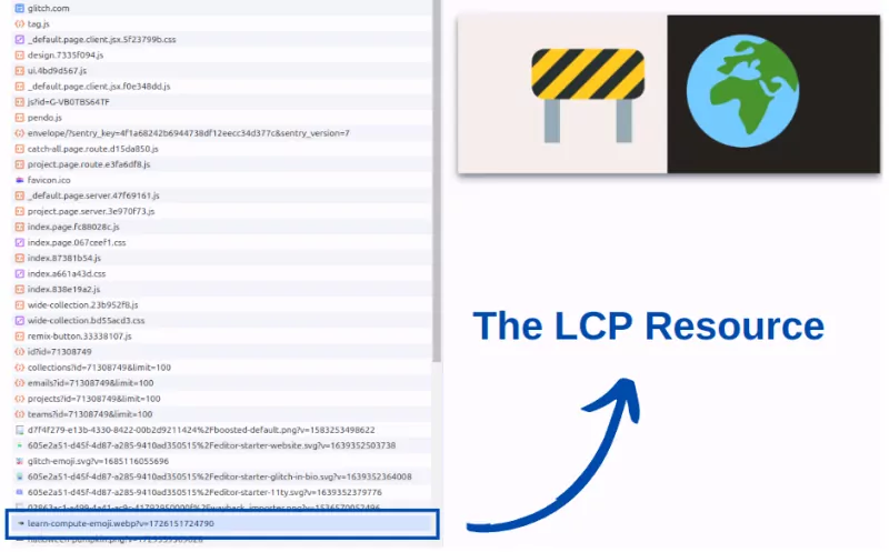 lcp resource load delay devtools network