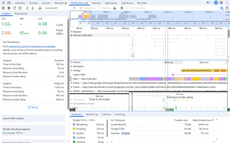 devtools lcp breakdown insight