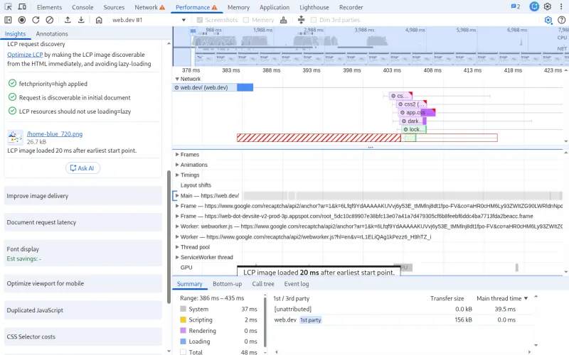 devtools lcp request discovery