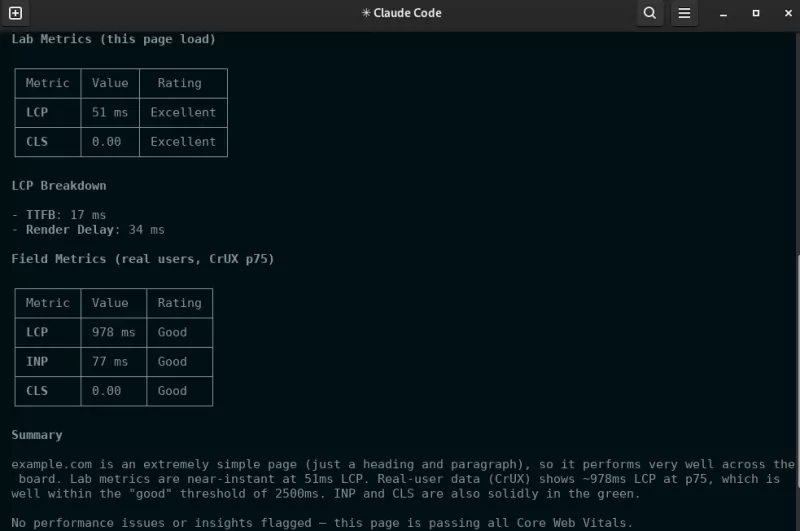 claud code chrome devtools mcp example com