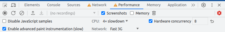 chrome perfomance panel slowdown