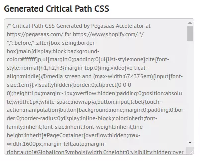generate critical CSS for shopify