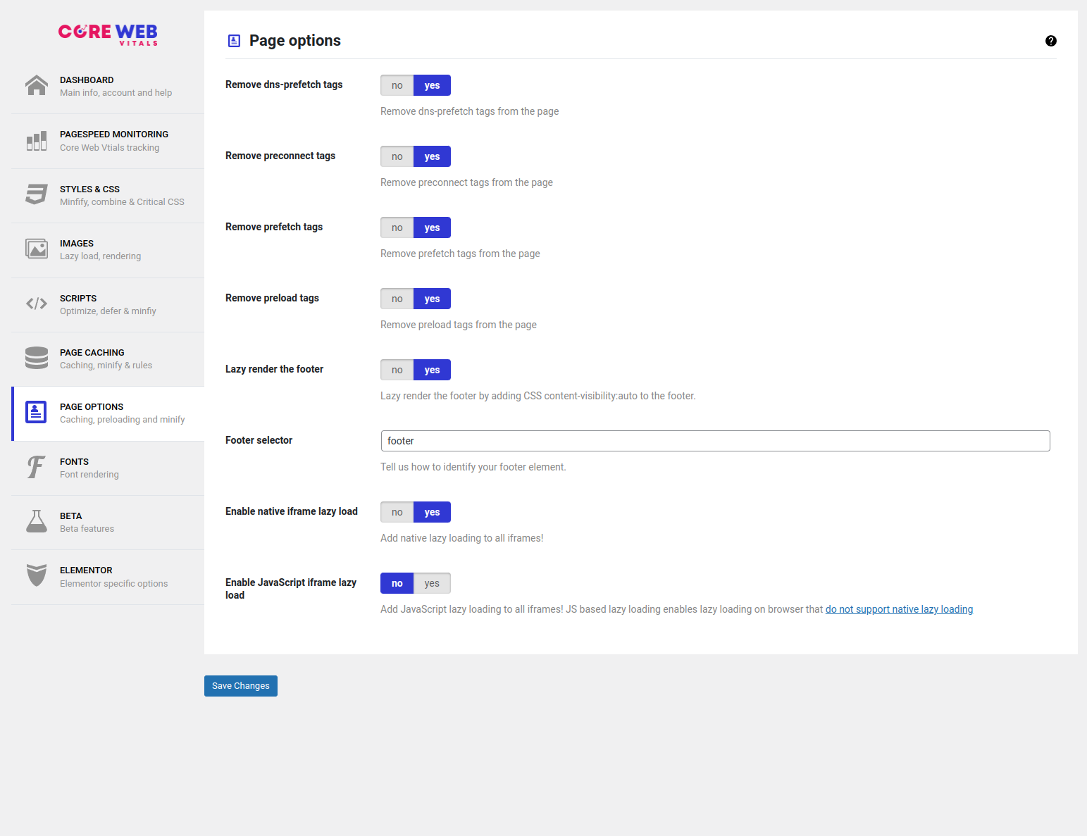 Website Core Web Vitals Audit